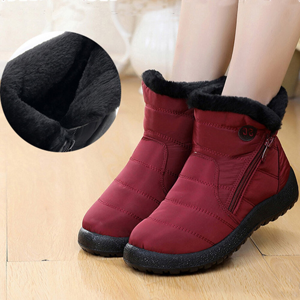 Wome Plus Size Water Resistant Soft Sole Ankle Snow Boots