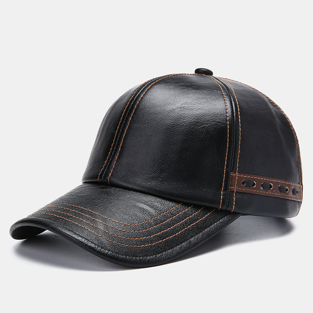 Men Artificial Leather Vintage Baseball Cap Personality With Woven Hat