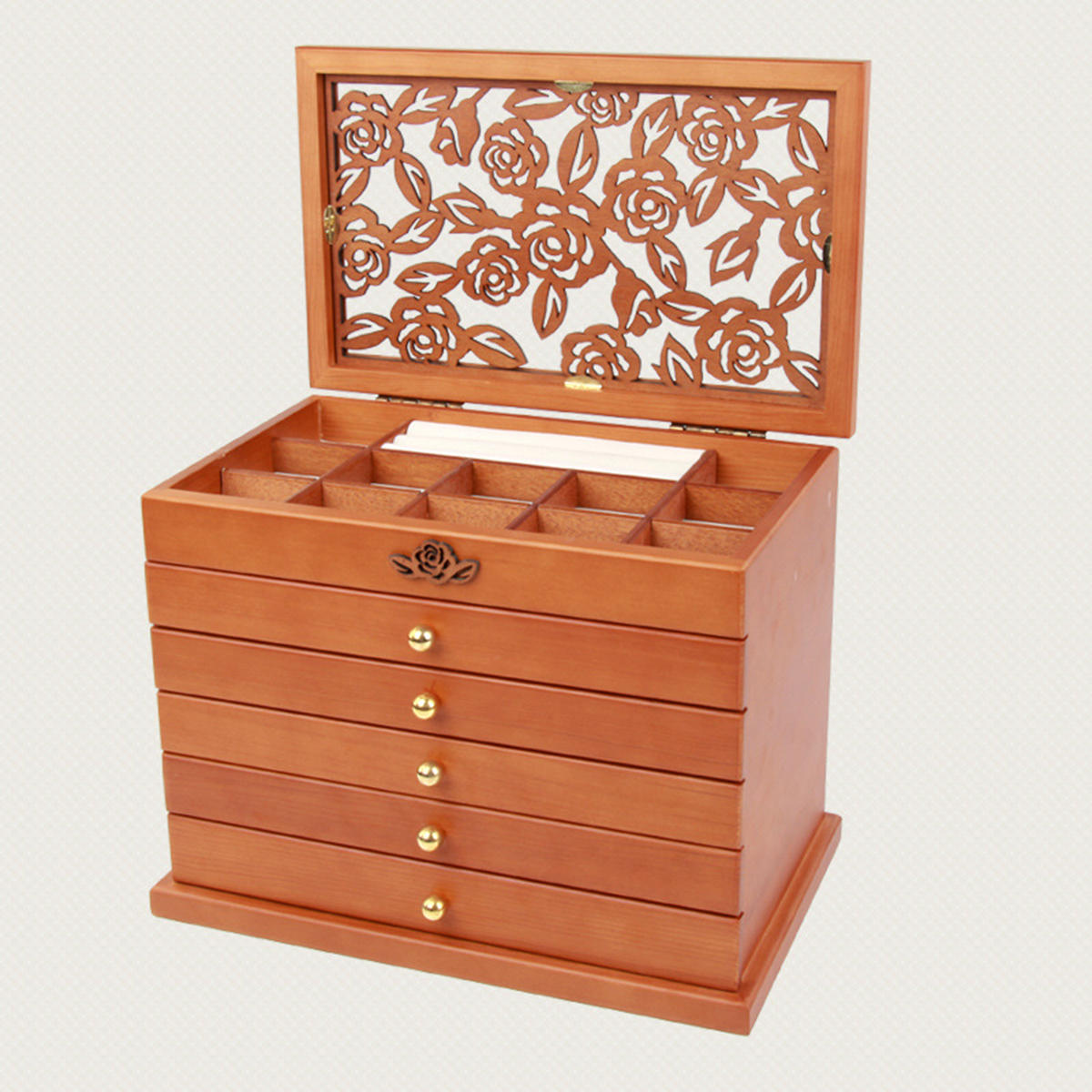 

5 Layers Wooden Jewelery Box Storage Box Desktop Necklace Jewelry Organizer