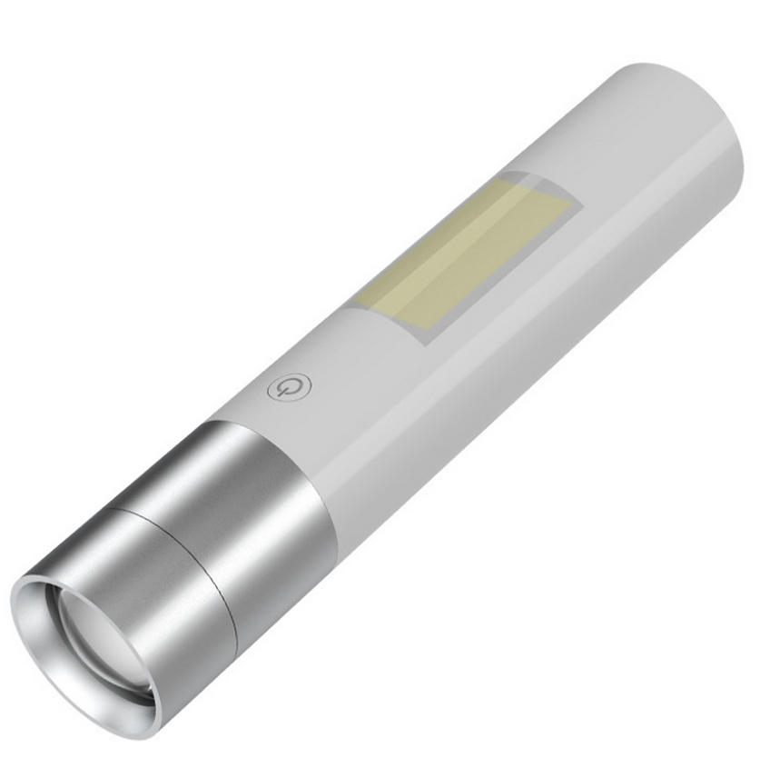 Mini 3 modi Zoomable USB oplaadbare LED-zaklamp met witte zijverlichting Waterdichte tactische zakla