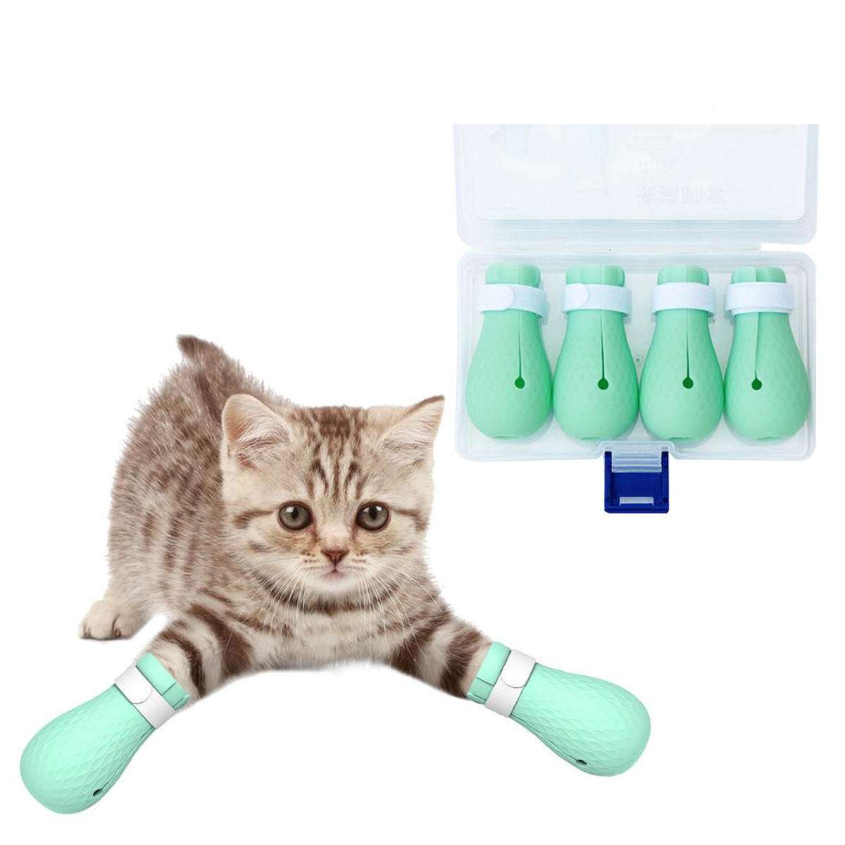 4pcs/set antiscratch cat foot shoes silicone pet grooming claws cover