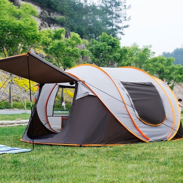 PRee® Tenda PopUp per 5-8 persone 3 IN 1 Impermeabile Resistente ai raggi UV Grande tenda da campeggio per famiglie Rifugi solari all'aperto Configurazione automatica in 3 secondi