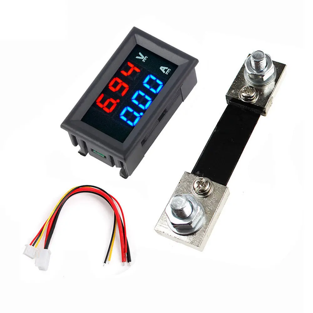 3pcs 0.56 inch blue red dual led display mini digital voltmeter ammeter dc 100v 100a panel amp volt voltage current meter tester