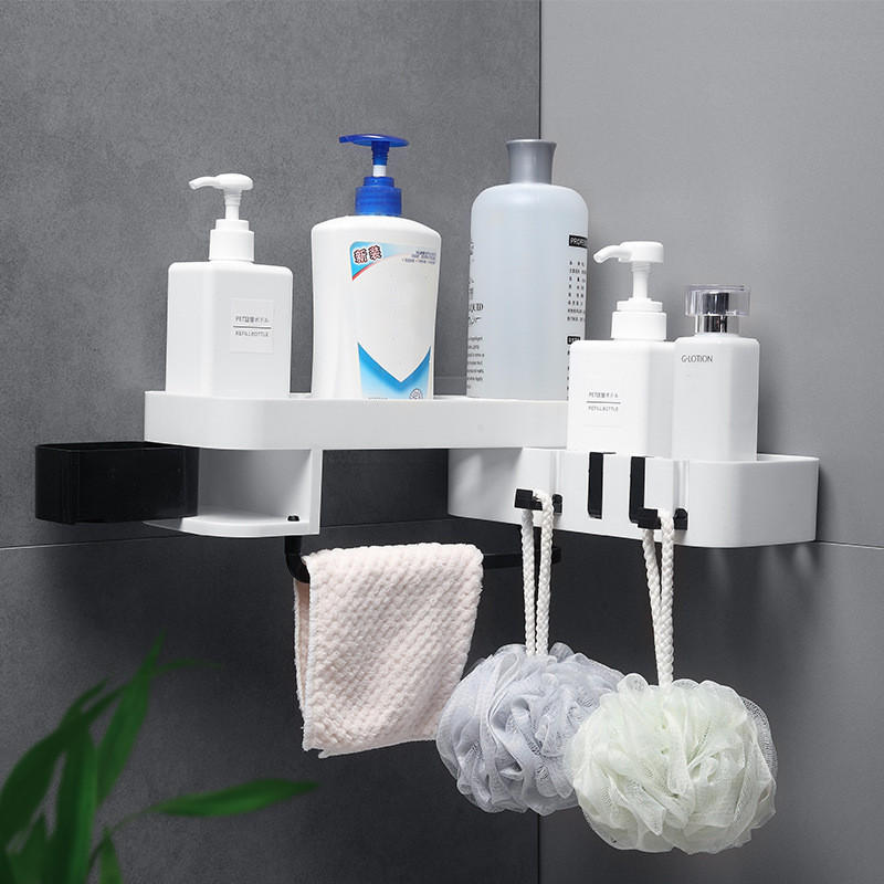 Bathroom Shelf Rack Toilet Free Punching Storage Rack Plastic Self-adhesive Wall Hanging Triangle Rack