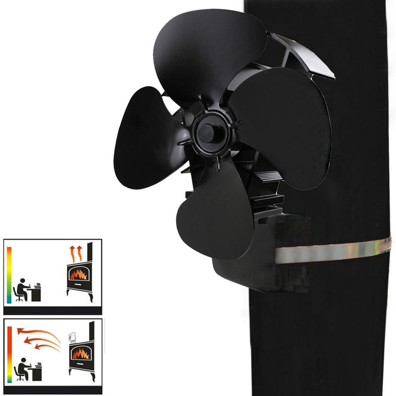 IPRee® 180-250CFM 4 Blade Heat Fireplace Fan Wall-mounted Bundled Fireplace Fire Heat Fan 