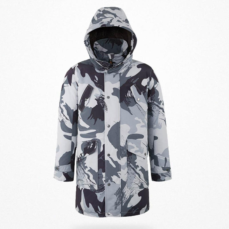 [OD] MITOWNLIFE Snow Long Section Camouflage Down Jacket Winter Warm Oddychający płaszcz
