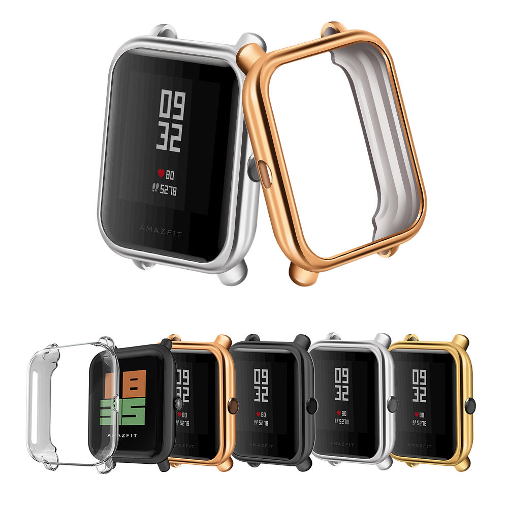 Bakeey TPU Metal Plating Anti-drop Full Package Design Protector voor Amazfit Bip Lite Smart Watch v