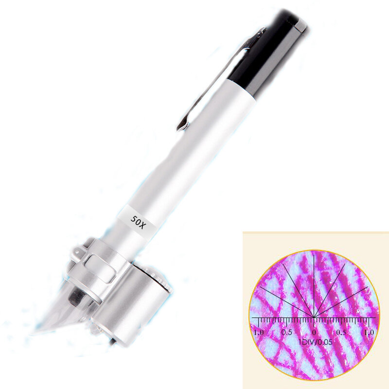 

50X LED подсветка Ручка стиль карманный микроскоп увеличительное стекло с чтением Весы портативная лупа ювелирные лупы