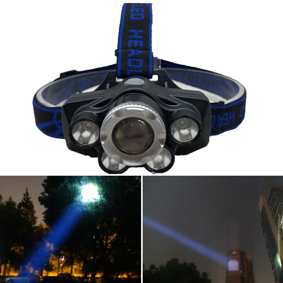 

XANES® GD-11 2700LM 5XT6 White Blue Headlamp Camping Cycling Hunting Emergency Lantern Zoomable Flashlight 18650 USB Rec