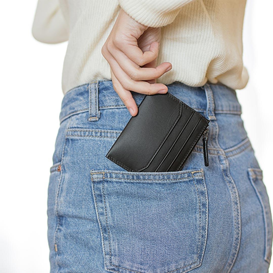 محفظة جلدية قصيرة 90FUN العتيقة مع جيب للنقود وحامل بطاقات ومحمول للسفر من.