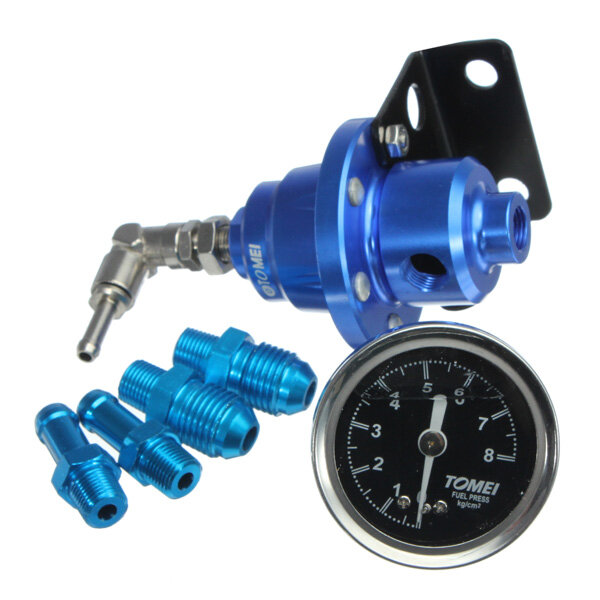 Adjustable Fuel Pressure Regulator With Filled Oil Gauge Aluminum Blue