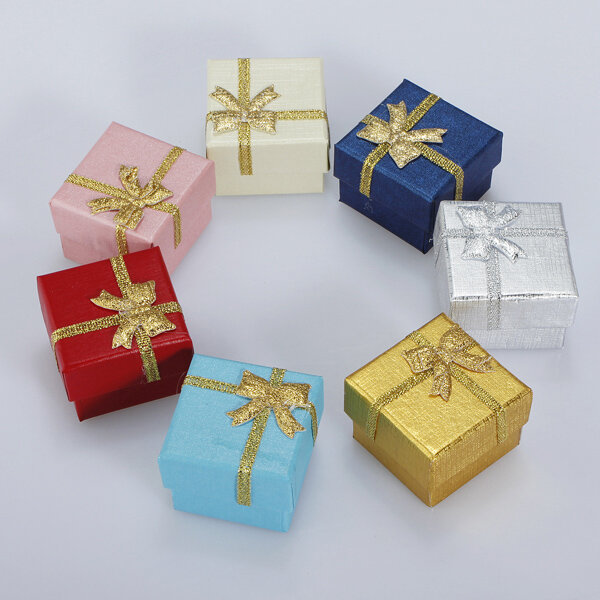 24pcs Bowknot Cube Jewelry Ring Earring Box Gift Box Hard Paper