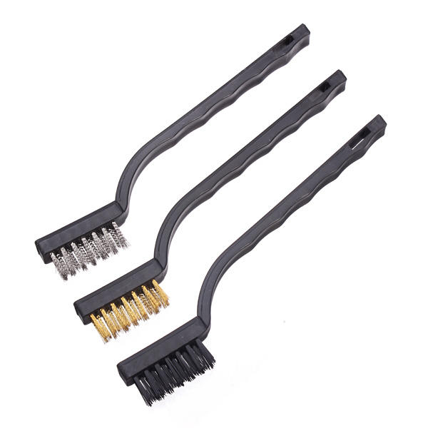 3pc Mini Wire Brush Set Staal Messing Nylon Bristle For Cleaning