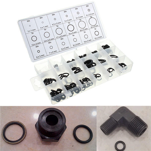 225pcs Rubber Metric Nitrile O Ring Assortment Set For Hydraulic Pumps Plumbing