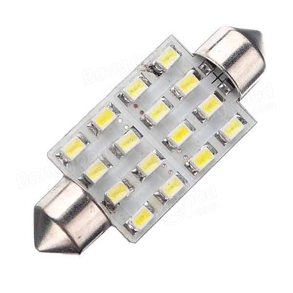 Tonsee 2 x 16 LED 3528 SMD Car Dome Festoon Interior Light 42mm Lamp Bright White 