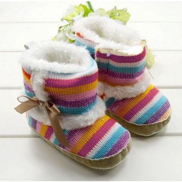 Baby Girls Toddler Velvet Rainbow Soft Sole Boots Shoes