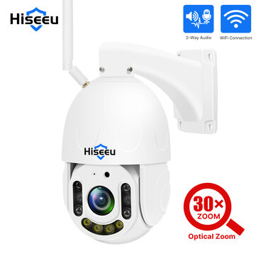 Hiseeu 30X Zoom 5MP WiFi PTZ Camera Wireless Color Night Vision 2-way Audio IP66 Waterproof Face Humanoid Detection 2D&3D Noise Reduction Support ONVIF2.0 H.265 Outdoors IP Security Surveillance Camera