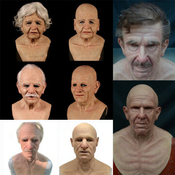 Cosplay Rubber Old Man Mask Realistic Scary Latex Mask Horror Headgear Cosplay Props for Adult Man Woman