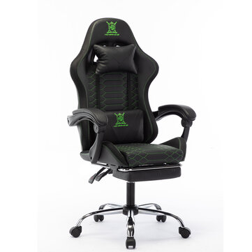 BK NC02 Gaming Chair Ergonomic High Back Design Computer Office PU Chairs Reclining with Retractable Footrest and Headrest + Lumbar Support