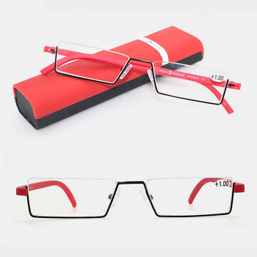 Unisex Portable Rectangular Half Lower Frame Reading Glasses Push-pull Box Anti-blue Light Presbyopia Glasses