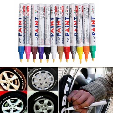 12pcs Color Tyre Permanent Paint Pen Tire Metal Outdoor Marking Ink Marker Trendy