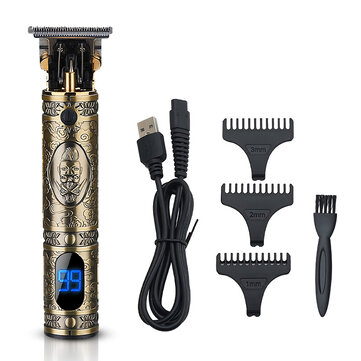 USB Professional Hair Clipper Retro Oil Head Clipper Beard Trimmer Shavers Hari Grooming Cutting Finishing Cutting Machine Trimmer T-outliner for Men Kids Hair Carving - Bronze