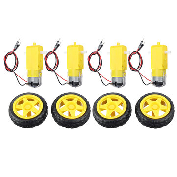 42mm Smart  Car Model Tire Wheel Robot Part DIY Toy RC TT Motor 4PCS Yellow 3