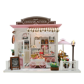 $15.3 for Doll House Kit DIY Miniature Wooden Handmade House Cake Shop Kids Craft Toys