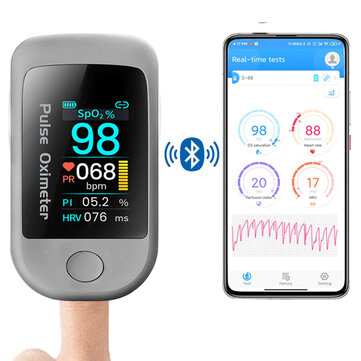 Boxym Smart bluetooth 5.1 Fingertip Pulse Oximeter HRV Heart Rate Variability Meter Monitor APP Control Data Record Oximetro De Dedo Support Android IOS
