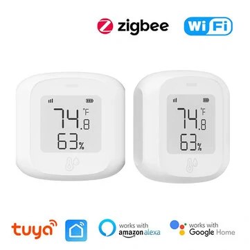AUBESS Tuya Mini Zigbee Temperature &Humidity Sensor Work with  Alexa  and Google Home