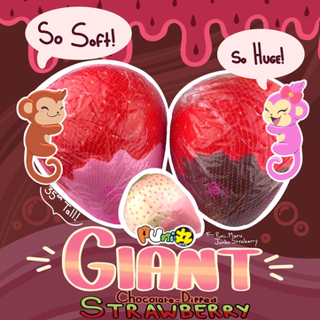 Puni Maru Super Humongous Classic Strawberry Dipped In Squishy Licensed Slow Rising Toy 35cm