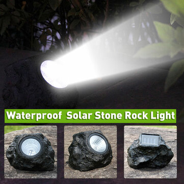 Solar Powered Led Rock Light Waterproof, Stone Outdoor Lighting
