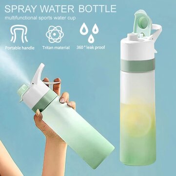 2-in-1 Sports Water Bottle with Built-in Mist Sprayer 650ml Portable Eco-friendly Hydration Fitness Bottle Easy Cleaning Wide Mouth Ideal for Outdoors Sports Travel Camping