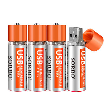 US$19.99 13% 4PCS SORBO 1.5V 1200mAh USB Rechargeable 1 Hour Quick Charging AA Li-po Battery  RC Toys & Hobbies from Toys Hobbies and Robot on banggood.com