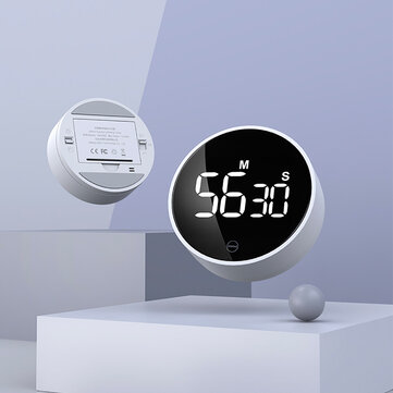 MIIIW Mute Timer Alarm Clock Rotating Timing LED Display Kitchen Digital Timer Magnetic Suction Home Cooking StudyingTiming Tool