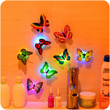 Miico Beautiful Butterfly LED Night Light Lamp With Suction Christmas Wedding Decor Sticker