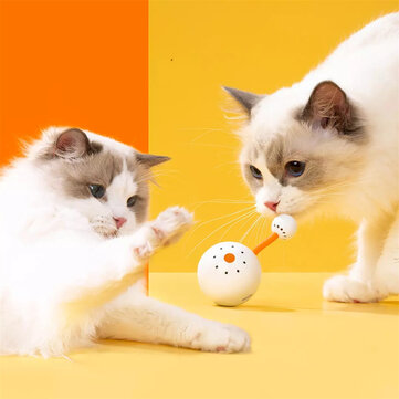 Interactive Cat LED Rolling Ball USB Rechargeable Electric Self Rotating LED Ball Connect to MiJia APP with Small Tail Storage Box