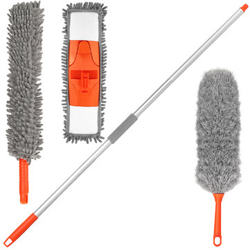 Microfiber Duster Dusting Kit with Extension Pole and Bendable Head for Cleaning High Ceiling Fan / Interior Roof / Cobweb / Gap Dust