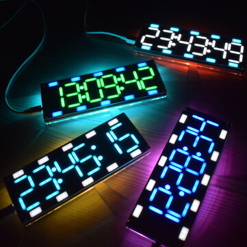 DIY 6 Digit LED Two-Color Digital Tube Clock Temp Date 12H/24H Time Display BBC