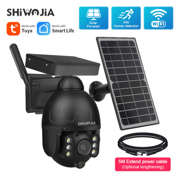 SHIWOJIA Tuya WiFi Smart Solar Camera Surveillance Camera With Solar Panel Outdoor 1080P HD Camera Home Security System