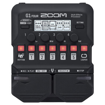 Zoom G1 FOUR/G1X FOUR Guitar Multi-Effects Processor Pedal, With Built-in effects, Amp Modeling, Looper, Rhythm Section, Tuner, Battery Powered