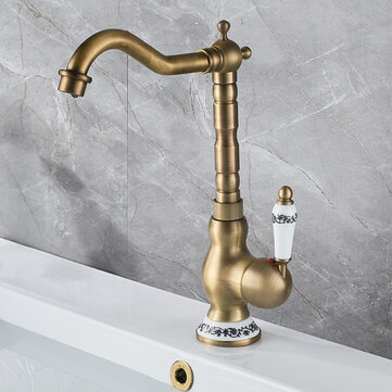 Kitchen Faucet Antique Brass Swivel, Antique Brass Bathroom Sink Taps