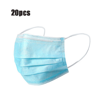 20Pcs Disposable Masks Mouth Face Mask 3－layer Dust－Proof Personal Protection