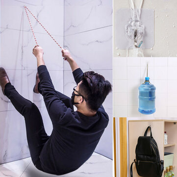 Honana HN-31 6PCs Strong Transparent Sticky Wall Hooks Hanger for Kitchen Bathroom Holder Accessories Wall Storage Hangers