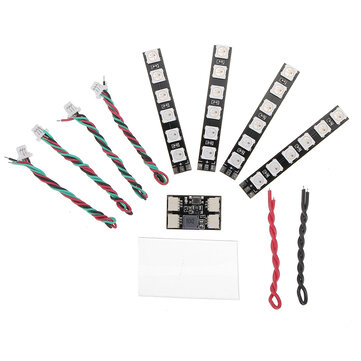 4 PCS WS2812 LED Strip Light 2-6S 7 Color Switchable with LED Controller Board for RC Drone