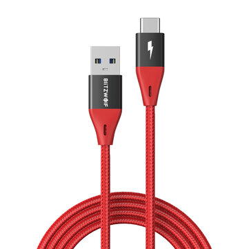 BlitzWolf® BW-TC22 3A QC3.0 USB-C to USB 3.0 Nylon Braided Cable 3ft/6ft 5Gbps Data Transfer Cord for Samsung Galaxy S21 Note S20 ultra Huawei Mate40 P50 OnePlus 9 Pro