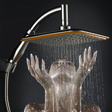 9 Inch Square Thin Rotatable Top Rain Shower Head Stainless Steel Water Saving Pressure Sprayer