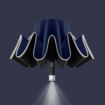 IPRee® 10K Automatic Folding Umbrella with Flashlight Rotatable Ultra Large Umbrella Windproof UPF50+ Anti UV Daily Sun Protection