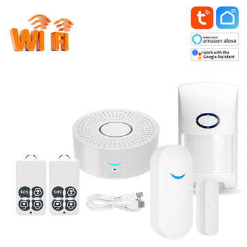 Tuya WiFi Anti-theft Alarm System Remote Control Arming Disarming SOS Powerful Horn Alarm for Home Safety Precaution System Alarm Kit