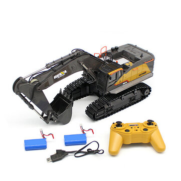 HuiNa 1592 with 2 or 3 Batteries 1 or 14 2.4G 22CH RC Excavator Engineering Vehicle Model Alloy Construction Truck